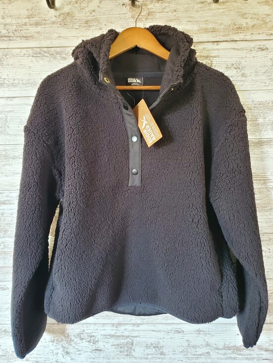 Eddie Bauer Tops - Eddie Bauer Chill Out Plush Sherpa Fleece Hooded Sweatshirt Black Unisex